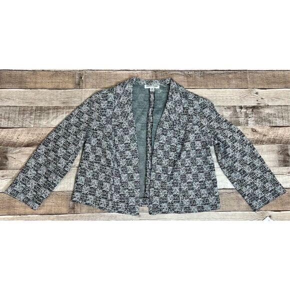 NWT Shelby & Palmer Black Grey Metallic Runs Throughout Cropped Blazer sz Small - Picture 1 of 10